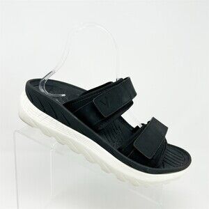 Vionic Recovery Slide Sandals Black 2-Strap Hook & Loop White Sole Size 8